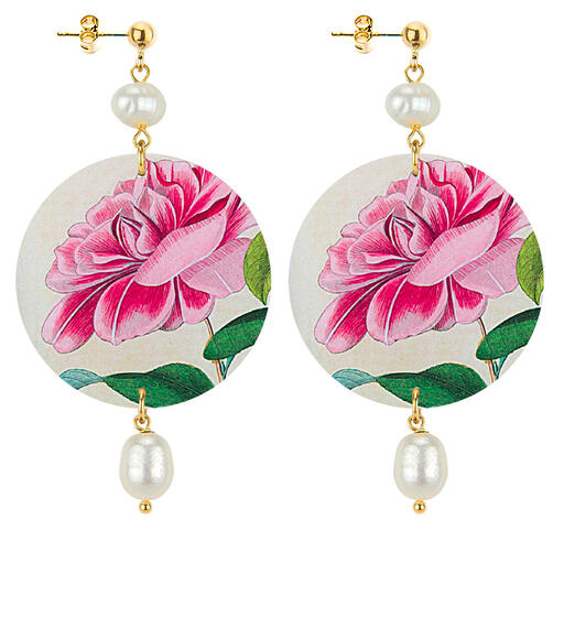 Orecchini Fiore Rosa Classico Perla - Lebole Maison