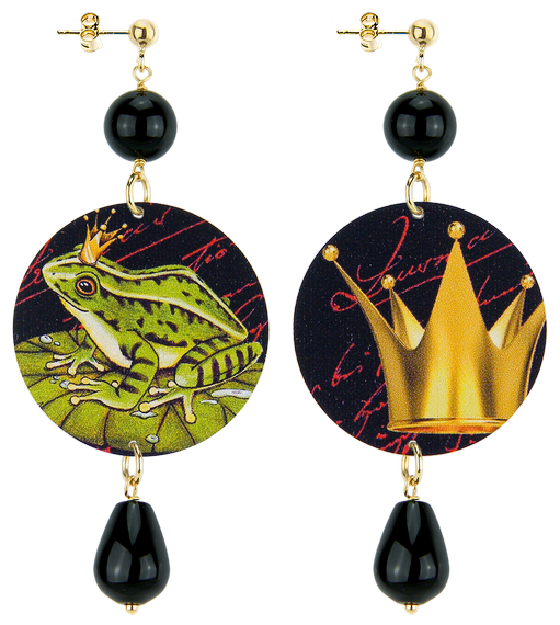 Orecchini Rana E Corona Classico Nero - Lebole Maison