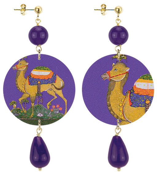 Classic Purple Camel Earrings - Lebole Maison