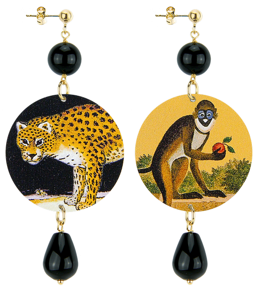 Orecchini Scimmie E Felino Classico Nero - Lebole Maison