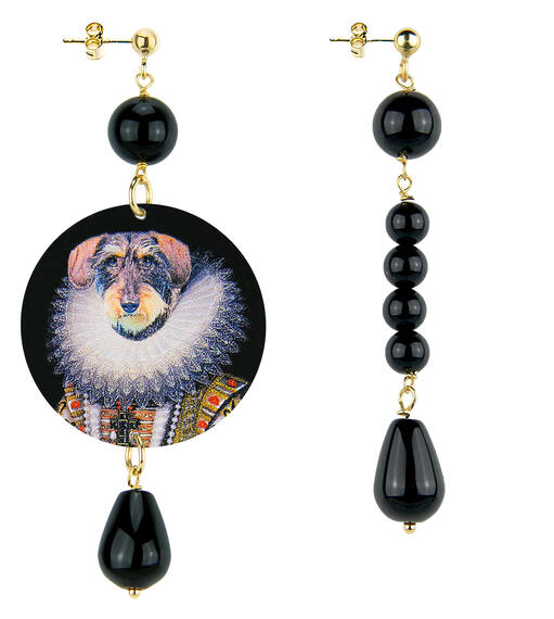 Orecchini Bassotto Classico Pietre Nero - Lebole Maison