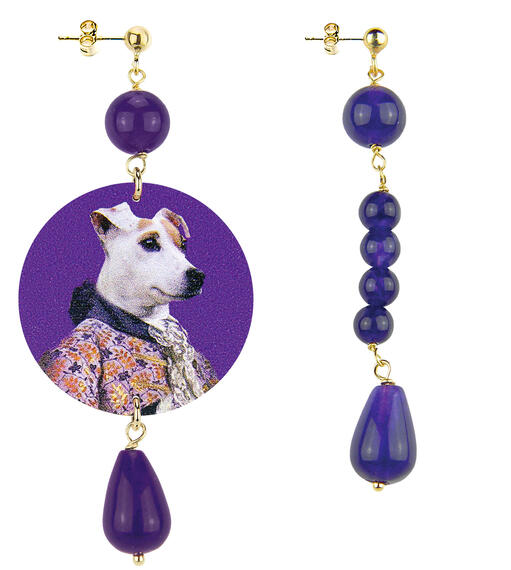 Orecchini Jack Russel Classico Pietre Viola - Lebole Maison