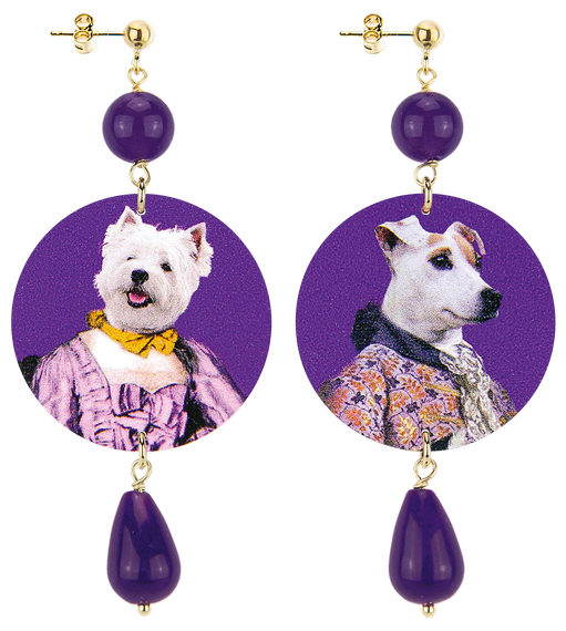 Orecchini Jack Russel E Scottish Classico Viola - Lebole Maison