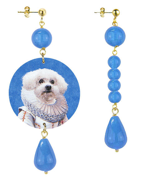 Orecchini Barboncino Classico Pietre Azzurro - Lebole Maison