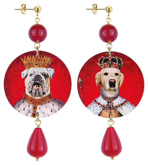 Classic Ruby Labrador And Bulldog Earrings - Lebole Maison