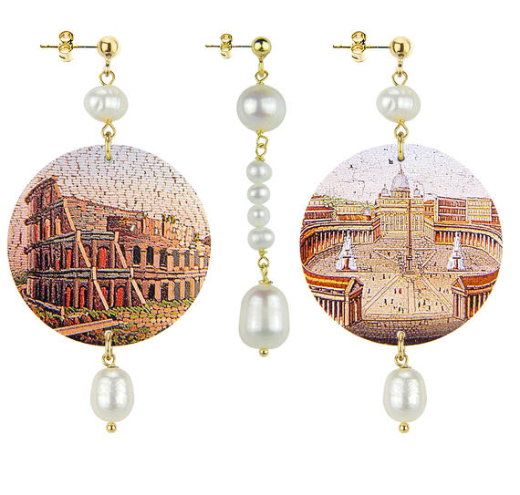 Orecchini Roma Classico Pietre Perla - Lebole Maison