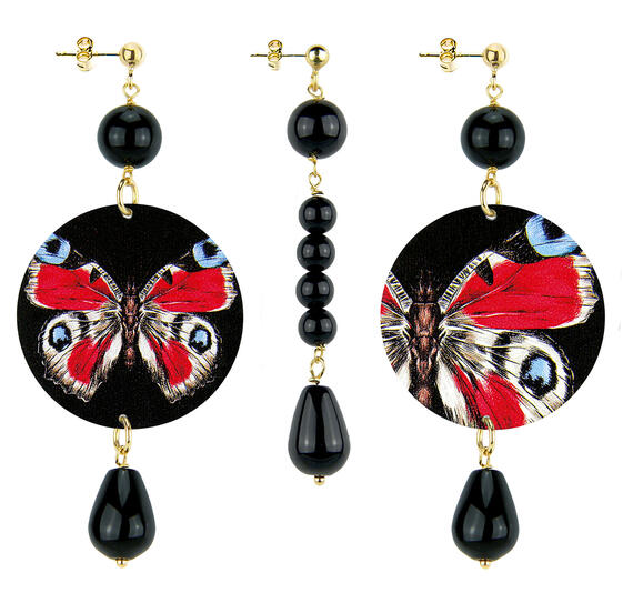 Orecchini Farfalla Classico Pietre Nero - Lebole Maison