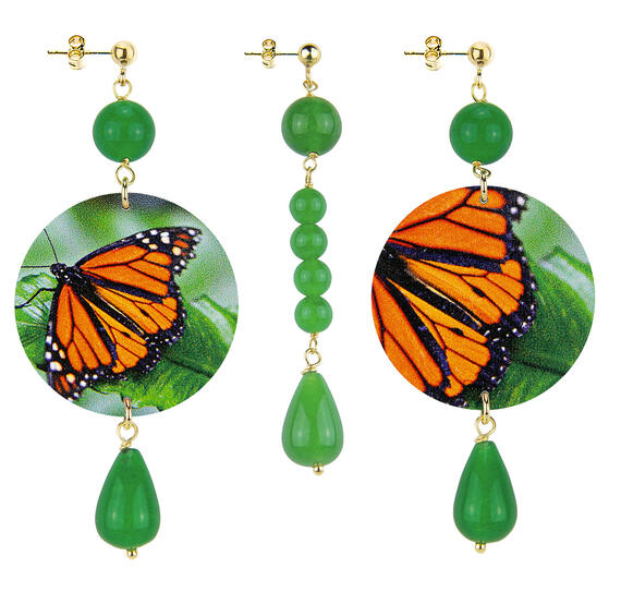 Orecchini Farfalla Classico Pietre Verde - Lebole Maison