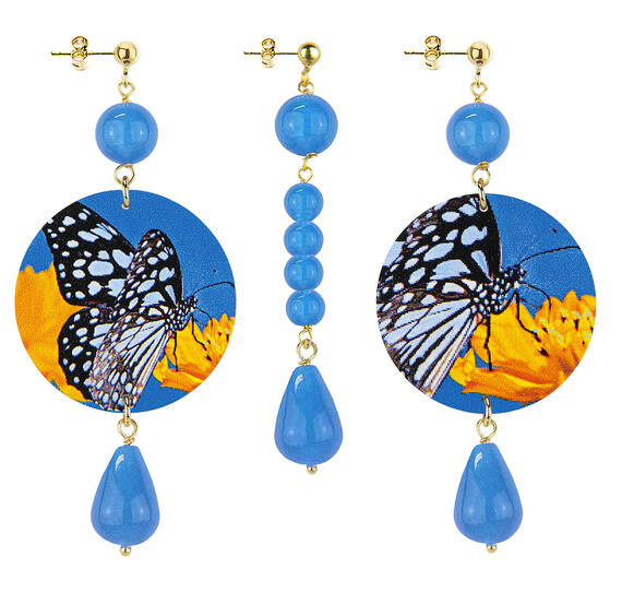 Orecchini Farfalla Classico Pietre Azzurro - Lebole Maison