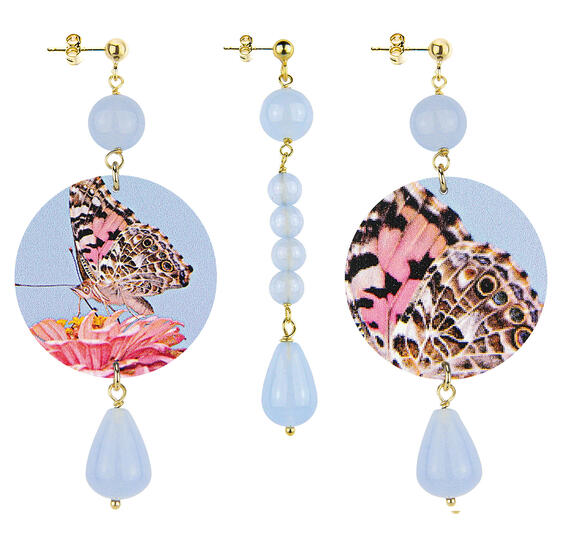 Orecchini Farfalla Classico Pietre Celeste - Lebole Maison