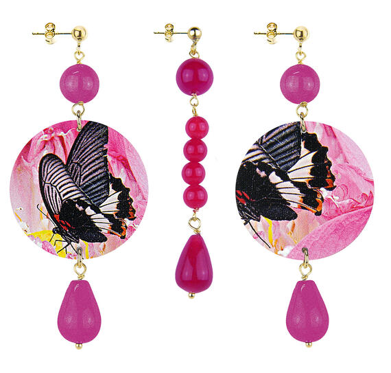 Orecchini Farfalla Classico Pietre Fucsia - Lebole Maison