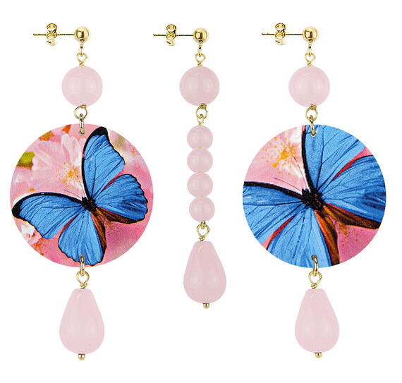 Orecchini Farfalla Classico Pietre Rosa - Lebole Maison