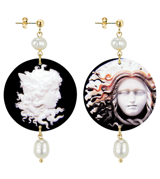 Orecchini Cammeo Nero Classico Perla - Lebole Maison