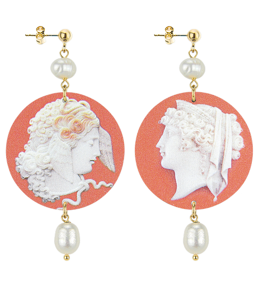 Orecchini Cammeo Rosa Classico Perla - Lebole Maison