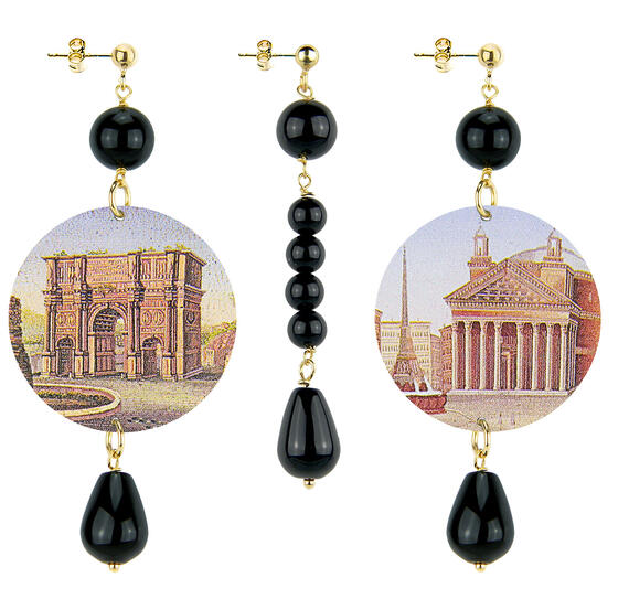 Orecchini Roma Classico Pietre Nero - Lebole Maison