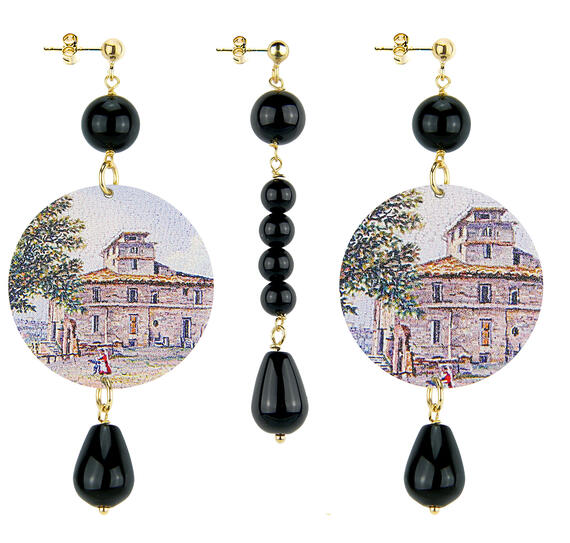 Orecchini Tuscany Classico Pietre Nero - Lebole Maison