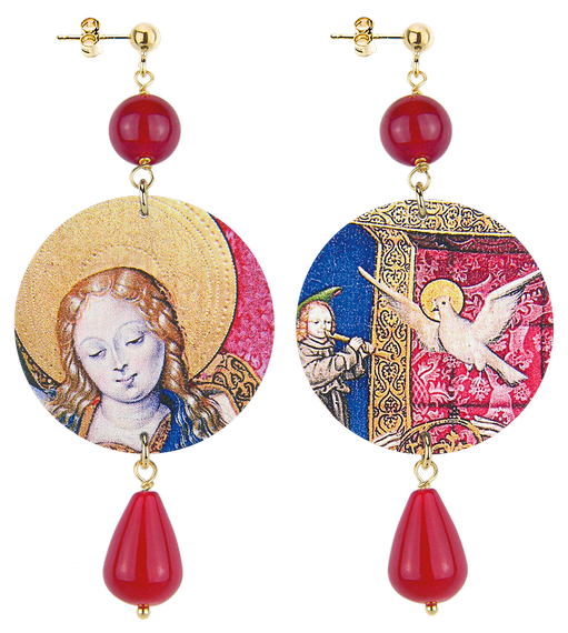 Orecchini Madonna Con Colomba Classico Rubino - Lebole Maison