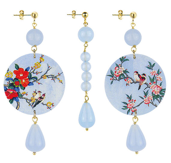 Orecchini Ramo Fiori Classico Pietre Celeste - Lebole Maison