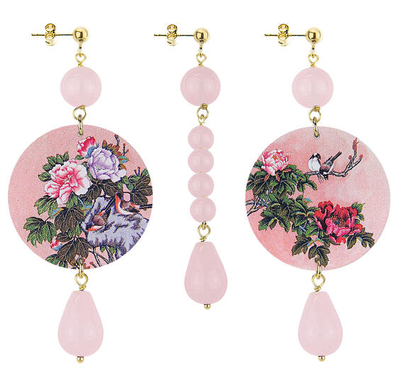 Orecchini Ramo Fiori Classico Pietre Rosa - Lebole Maison
