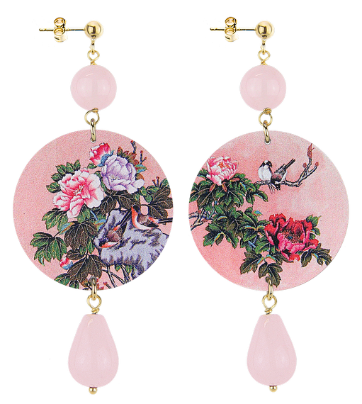 Orecchini Ramo Fiori Pietra Rosa - Lebole Maison