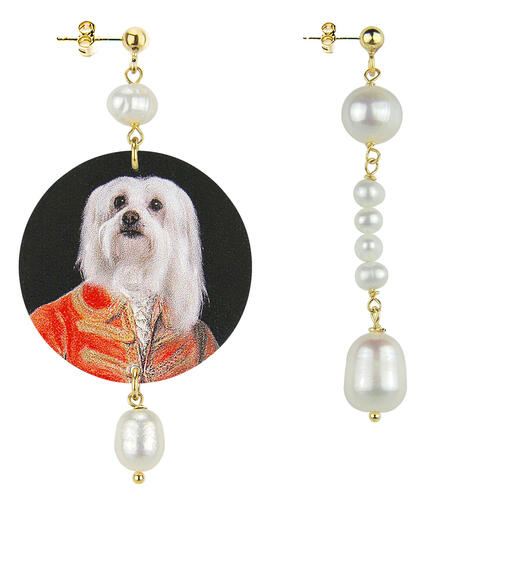 Orecchini Maltese Classico E Pietre Perla - Lebole Maison