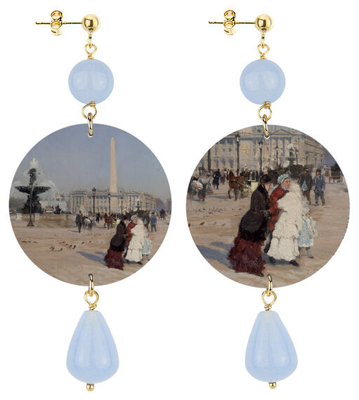 Orecchini Giuseppe De Nittis Classico Celeste - Lebole Maison