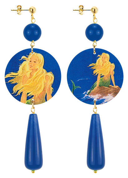 Orecchini Sirenetta Goccia Lunga Blu - Lebole Maison