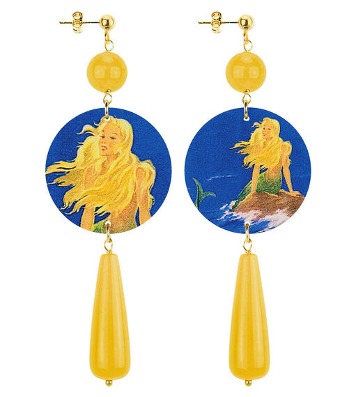 Orecchini Sirenetta Goccia Lunga Giallo - Lebole Maison