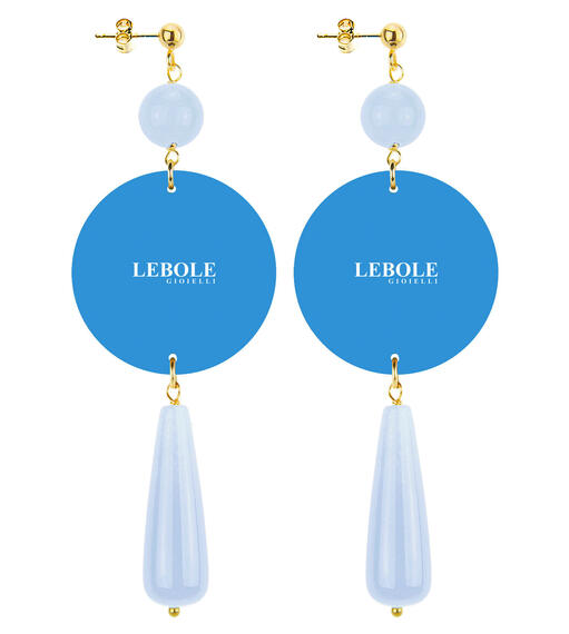 Orecchini Regina Di Ghiaccio Goccia Lunga Celeste - Lebole Maison