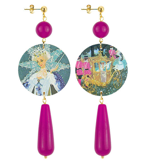 Orecchini Cenerentola Goccia Lunga Fucsia - Lebole Maison