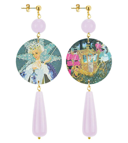 Orecchini Cenerentola Goccia Lunga Rosa Cipria - Lebole Maison