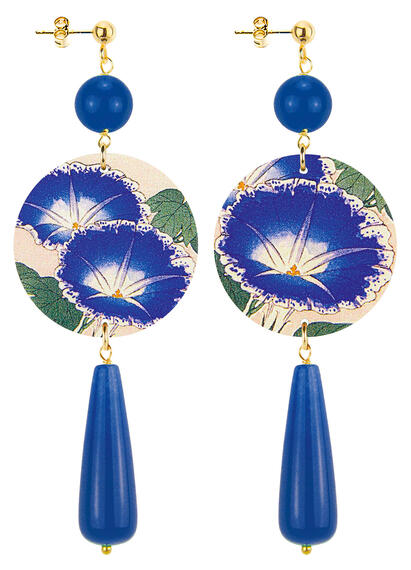 Orecchini Fiore Blu Goccia Lunga Blu - Lebole Maison