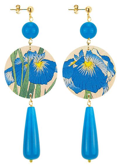 Orecchini Fiore Azzurro Goccia Lunga Azzurro - Lebole Maison
