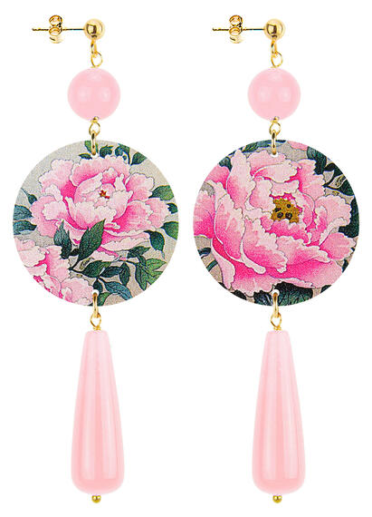 Orecchini Fiore Rosa Goccia Lunga Rosa - Lebole Maison