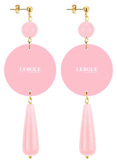 Orecchini Fiore Rosa Goccia Lunga Rosa - Lebole Maison