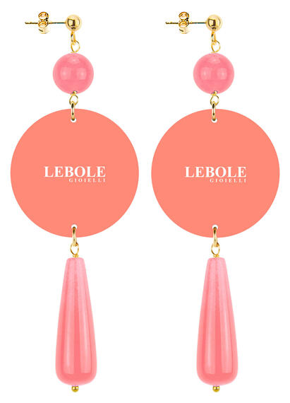 Orecchini Fiore Rosa Goccia Lunga Rosa Sfumato - Lebole Maison