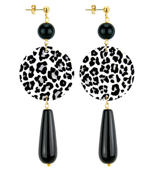 Orecchini Maculato Goccia Lunga Nero - Lebole Maison