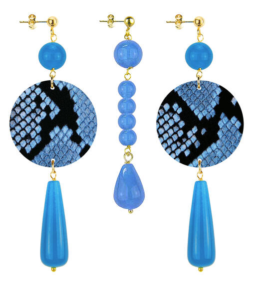 Orecchini Maculato Goccia Lunga Pietre Azzurro - Lebole Maison