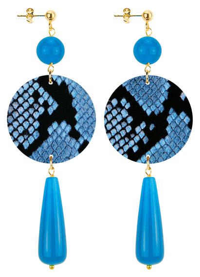 Orecchini Maculato Goccia Lunga Azzurro - Lebole Maison