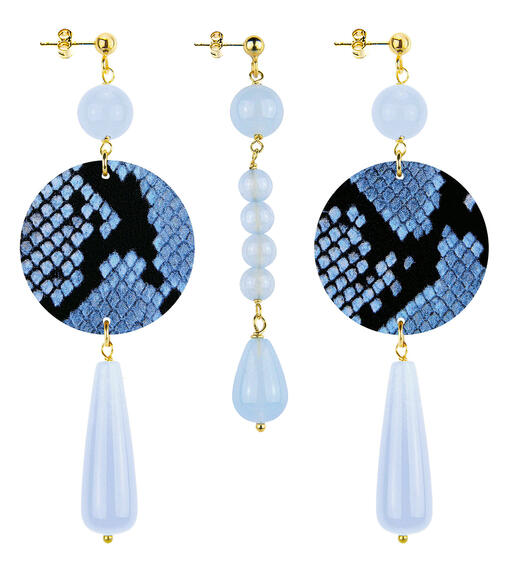 Orecchini Maculato Goccia Lunga Pietre Celeste - Lebole Maison