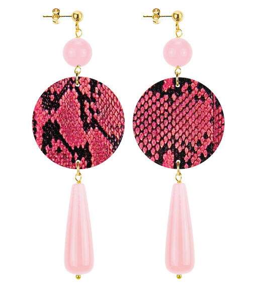 Orecchini Maculato Goccia Lunga Rosa - Lebole Maison