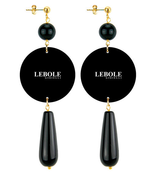 Orecchini Tigrato Goccia Lunga Nero - Lebole Maison