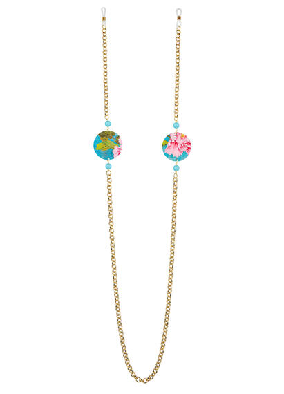 Catena Per Occhiali Fiore Rosa Classico Celeste Sfumato - Lebole Maison