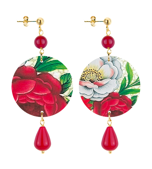 Orecchini Fiore Bianco Piccolo Rubino - Lebole Maison