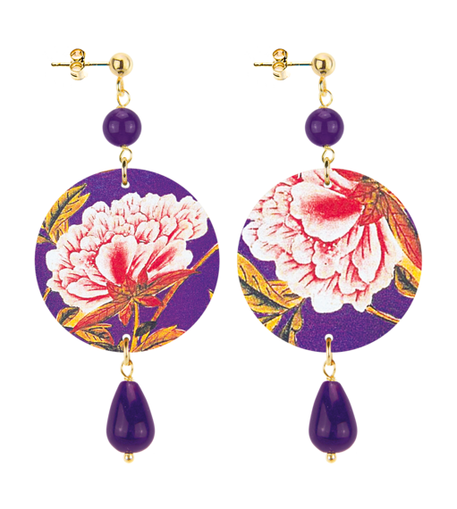 Orecchini Fiore Bianco Piccolo Viola - Lebole Maison