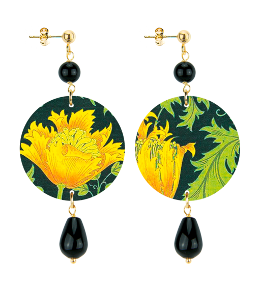 Orecchini Fiore Giallo Piccolo Nero - Lebole Maison