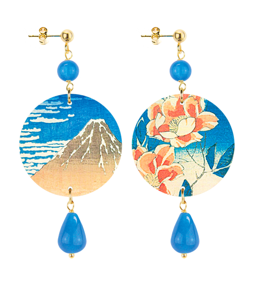 Orecchini Fiori Arancio Piccolo Azzurro - Lebole Maison