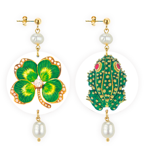Orecchini Quadrifoglio E Rana Classico Perla - Lebole Maison