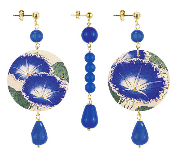 Orecchini Fiore Blu Piccolo Pietre Blu - Lebole Maison