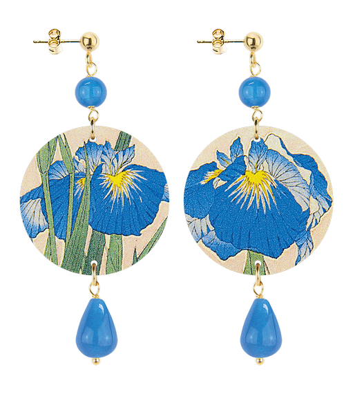 Orecchini Fiore Fondo Chiaro Piccolo Azzurro - Lebole Maison